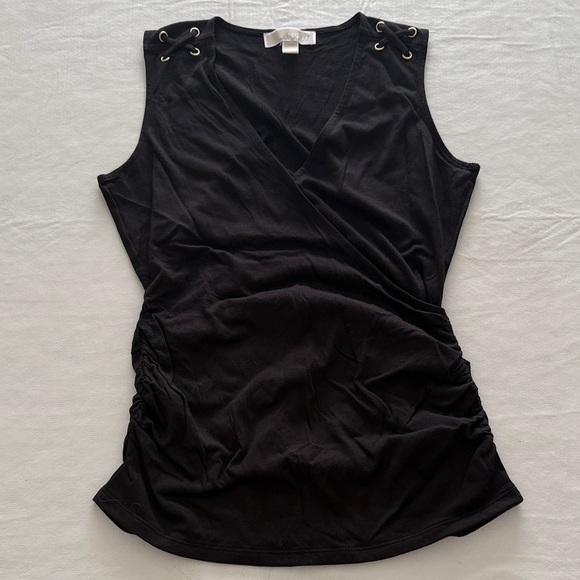 Michael Kors Women's Black Wrap Tank Top Shoulder Detail Size M - Picture 1 of 13